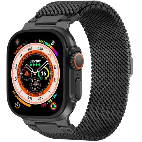 Milanese Loop Compatible for Apple Watch Ultra 3 2 1 Band 49mm 46mm 45mm 44mm 42mm, Men Stainless Steel Rugged Mesh Band with Strong Magnetic Clasp, Adjustable Metal Strap for iWatch Series 11/10/9/8/7/6/5/4/SE/Ultra