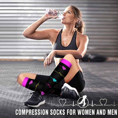 Image of Bluemaple 6 Pack Copper Compression Socks for Women and Men Circulation-Best Support for Medical, Running,Nursing,Athletic
