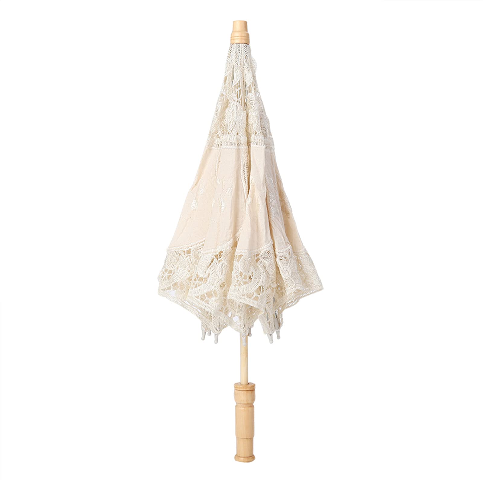 Ejoyous Koronkowy Parasol Vintage Ślubny, Haftowany, dla Panny Młodej, do Dekoracji, Rekwizytów do Zdjęć, Kostium Damski, Beżowy, L, Elegancki