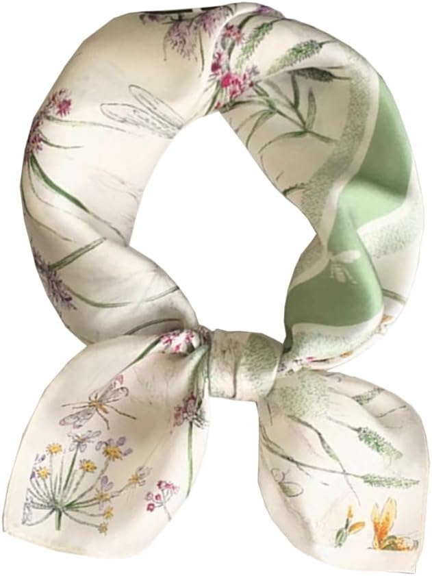 ANDANTINO 100% Mulberry Silk Square Scarf for Hair-25.6" X25.6'' Women Men Natural Silk Neckerchief Digital Printed Headscarf