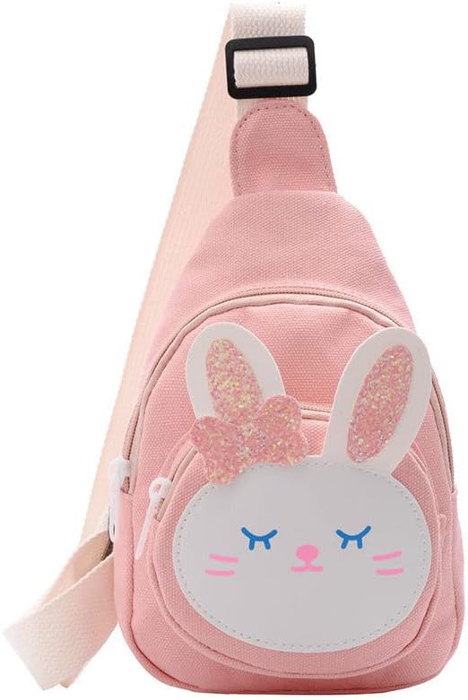 Sling Bag Bolso de hombro Bolso de pecho, Mochila pequeña Bolsa de eslinga, Bolso Kawaii Mochila Kawaii Mochila Mochila Sling, Conejito rosado,
