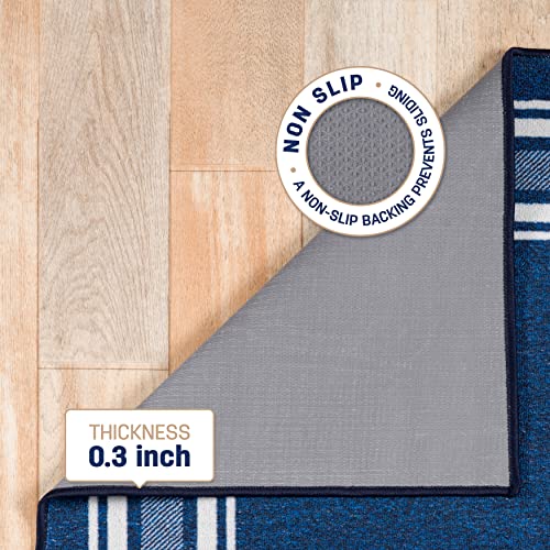 Beverly Rug Modern Bordered 8X10 Area Rug For Living Room, Dining Room Rug, Bedroom Carpet, Indoor Non Skid Rubber Backed Area Rugs, Navy #TOP5