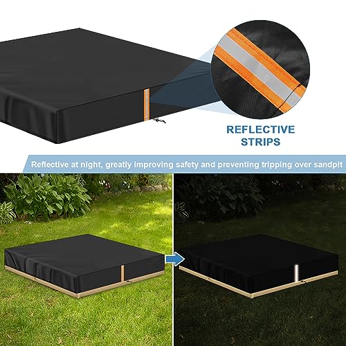 VANSHEIM Abdeckung Sandkasten 200x200x20cm Wetterfeste Sandkastenabdeckung Plane Schutzhülle für Sandkasten Sankastenabdeckung Sandkiste Abdeckungen Gartenpoolabdeckung UV Beständig 420D Oxford Gewebe