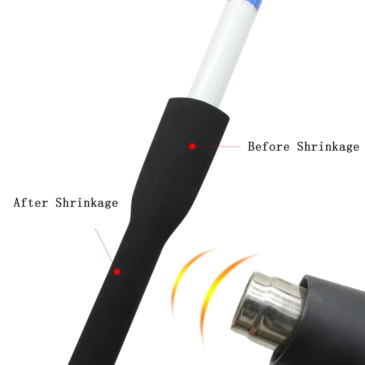 Tube thermorétractable pour Canne à pêche, Gaine thermorétractable en polyéthylène Noir, diamètre 20-40 mm, 1,6 m, 1 pièce(Black Diameter 25mm,3pcs)