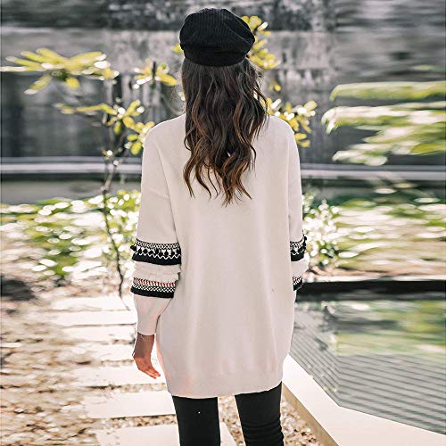 Women Long Sleeve Open Front Leopard Knit Long Cardigan Casual Print Knitted Maxi Sweater Coat Outwear with Pockets