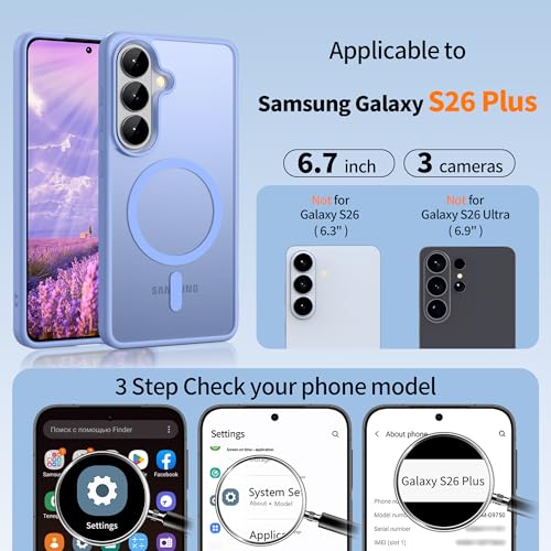 Gritup for Samsung Galaxy S26 Plus Case with 2 PCS Screen Protector (Compatible with MagSafe)(Military Grade Protection)Slim Translucent Matte & Anti-Fingerprint Phone Cover for S26 Plus,Light Purple by Gritup - Used condition - Image 2