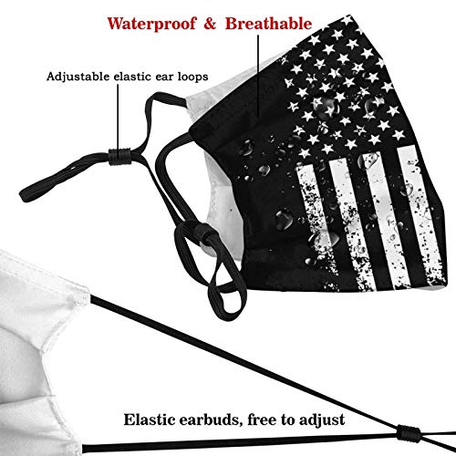 Ironworker America Flag Unisex Reuseable Dustproof Mouth Cover with Adjustable Elastic Strap and Filter