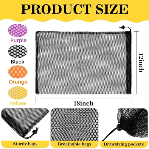 4PCS Colorful Mesh Bag - Mesh Bag Drawstring Suitable for Beach Toy Ball Camping Clothing,for storage, Drawstring Storage, Sturdy and Durable2