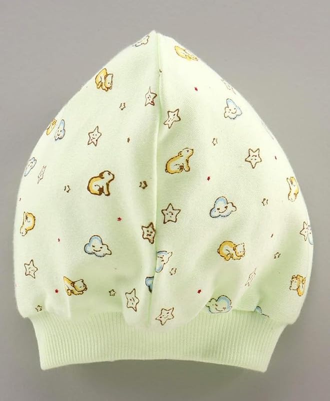 Image of Printed Soft Cotton Cap for New Born Baby Boys & Girls Tie Knot Caps for Infants Topi | Pack of 3