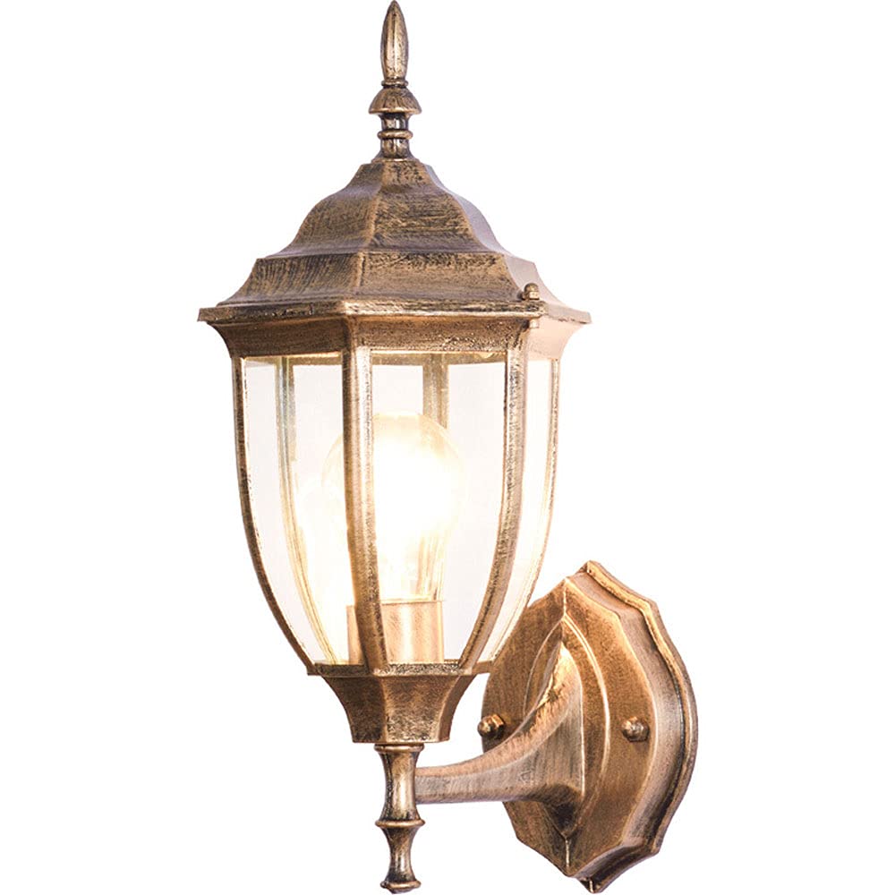 SXSCARKX European Retro Industrial Country Wall Sconce Hexagonal Side Die-cast Aluminum Lamp Body IP65 Waterproof and Dustproof Outdoor Patio Light for Front Door Garage Villa