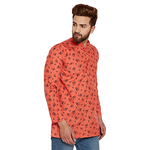 Kurta corta de algodón lino Sojanya transpirable para hombres con estilo 4