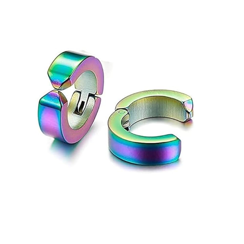 Trendy Multicolour Round Shaped Press Non-Piercing Style Clip On Metal Barbell Earring Hoop Bali Stud For Men And Women. (Multicolour)-image-15