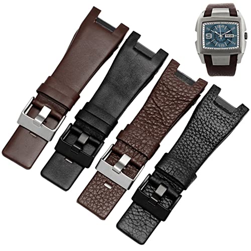 Correas de muñeca negras 32 * 17mm con acabado artesanal para relojes DZ4247 2