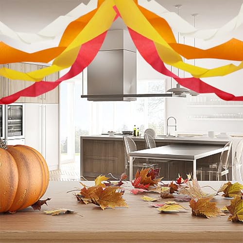 Pheila PA0095GANENJIE Fall Party Supplies, 4 Rolls Yellow Beige Orange Red Crepe Paper Streamers thumb #4