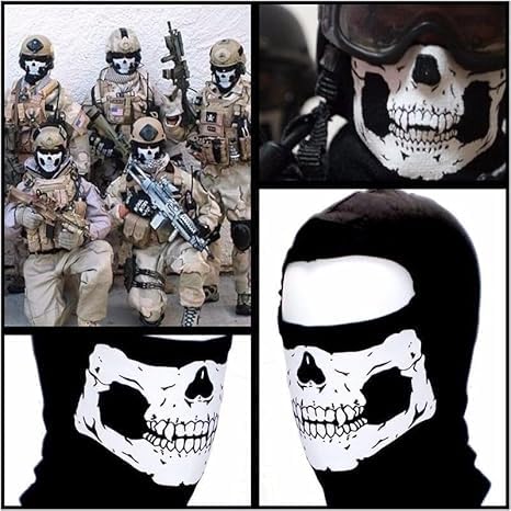 Image of Brand 3D Scary Skull Skeleton Masks Balaclava Ghost Headwear Cosply Costume Halloween Party Ski Music Festivals Raves Full Face Mask for Motorcycle Bike Cycling Outdoor Hiking Black