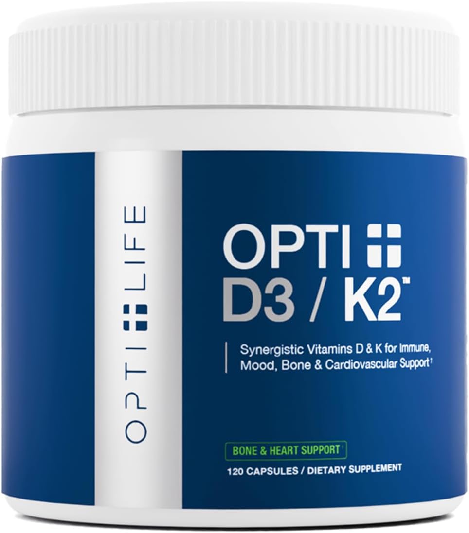 Opti + D3/K2 Supplement | Bone Health, Cardiovascular Wellness and Immune Support* Supplement | Vitamin D3 K2 Daily Support | 120 Capsules/120 Servings