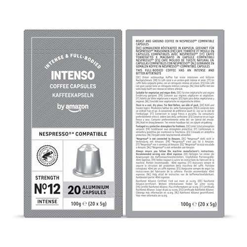 by Amazon Sortimentspackung, Aluminium-Kaffeekapseln, kompatibel mit Nespresso, mittelgeröstet, 100 Stück (5 Packungen mit je 20 Stück) – Rainforest Alliance zertifiziert 3