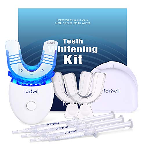 Teeth Whitening Kit - Fairywill Professional Teeth Whitening Kit with Led Light 35% Carbamide Peroxide 3×3ml Gel Syringes 2 Series Tray and Case Whitening Teeth Easy