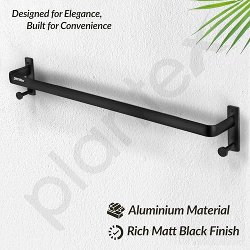Image of Plantex Towel Holder for Bathroom /24 inch Single Towel Rod /Towel Bar /Towel Hanger /Bathroom Accessories -Pack of 1 (1511, Black)