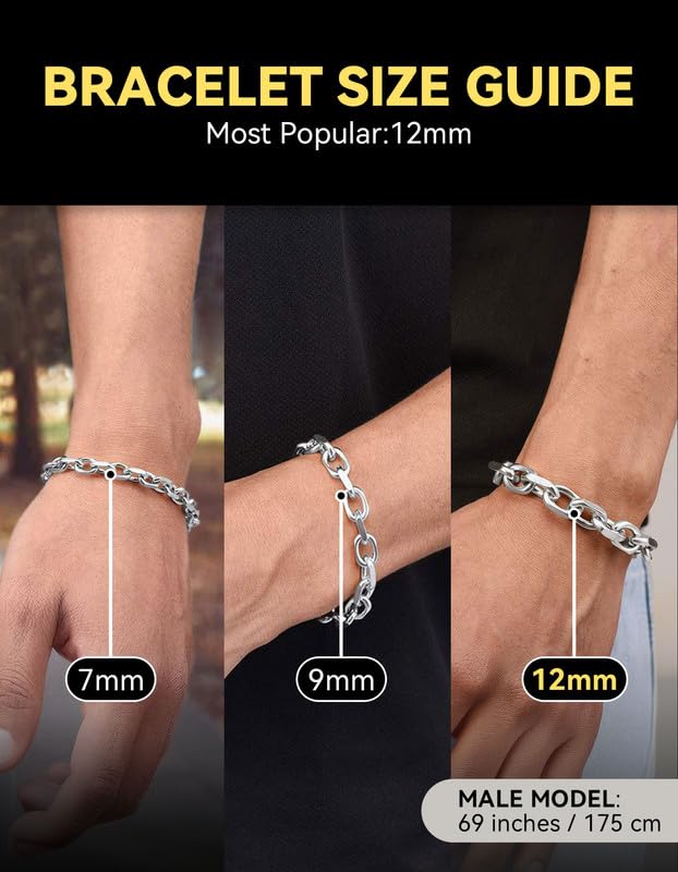 Pulsera de Cadena Cable de Acero Inoxidable para Hombre y Mujer miniatura 6
