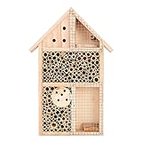 Azbvek Wooden Insect House Hotel for Bee, Butterfly, Ladybirds, Beneficial Insect Habitat, Bug Hotel Garden 11.7" x 7.7" (B)