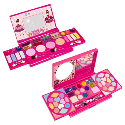 Tomons Kids Washable Makeup Kit, Fold Out Makeup Palette with Mirror,Make Up Toy Cosmetic Kit Gifts for Girls