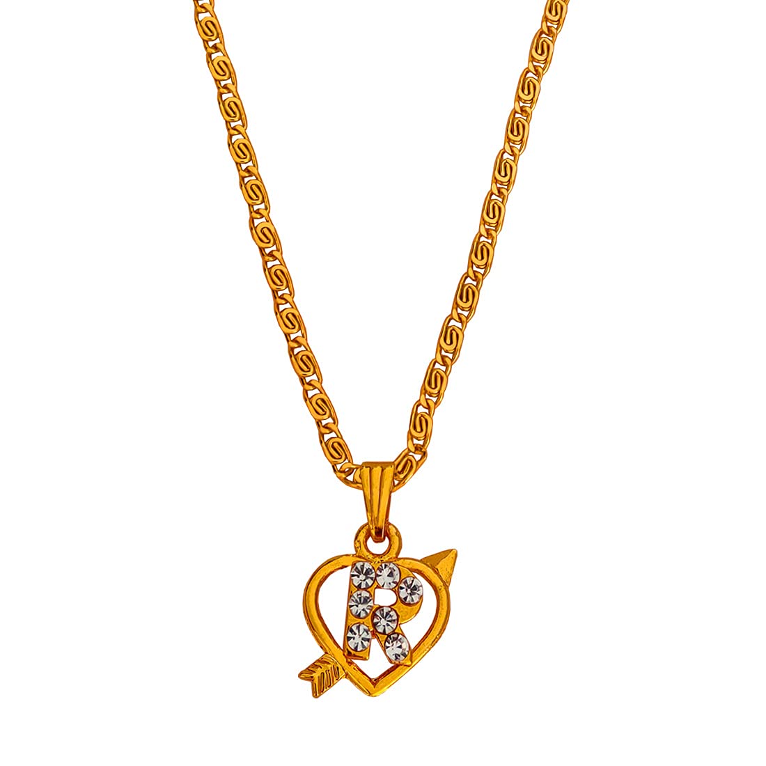 SulleryAlphabet Initial Letter Heart Arrow R Locket Gift for Lover Girlfriend Pendant Necklace for Women and Girl