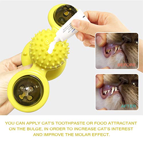 Jouet pour chat moulin à vent interactif jaune cataire taquin rotatif - 7