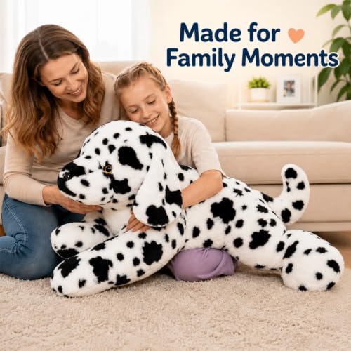 Image of BENINY 31.5 inch Large Dalmatian Stuffed Animal, Spotted Dog Plush Pillow | Giant Plush Toy Gift for Dog Lovers