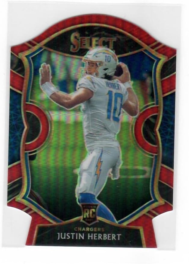 2020 Panini Select Red Prizm Die-Cut #44 Justin Herbert Los Angeles Chargers Concourse NFL Football Card NM-MT