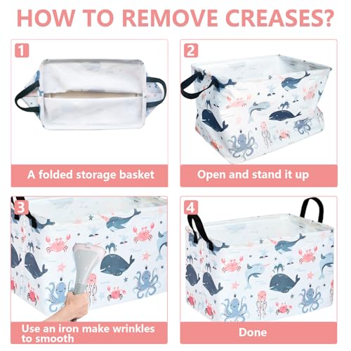 Image of MAIZMZ Baby Storage Basket Cute Gifts Basket Toys Organizer Waterproof Kids Hamper Nursery Bins Women Storage Cube for Home /Dorm /Kitchen /Pet /Office /Closet /Shelf /Room Decor