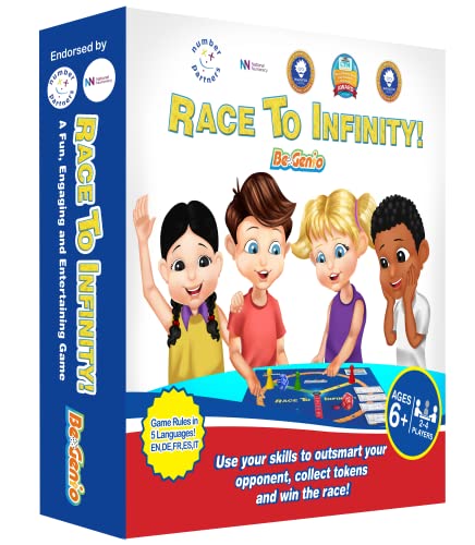 BeGenio - Race to Infinity, Math Games for Kids 6-12, Fun Educational Board Games, Multi-Level Tabletop Games, Table Top Board Gaming to Enhance Your Child’s Math Skills