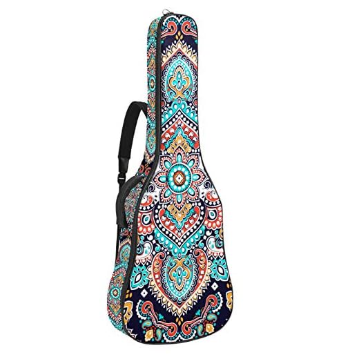 Funda de Guitarra Española Patrón de mandala cuadrado Bolsa Acolchada Para Guitarra Acústica con Asa de Transporte y Correa Para el Hombro 109x43x12cm