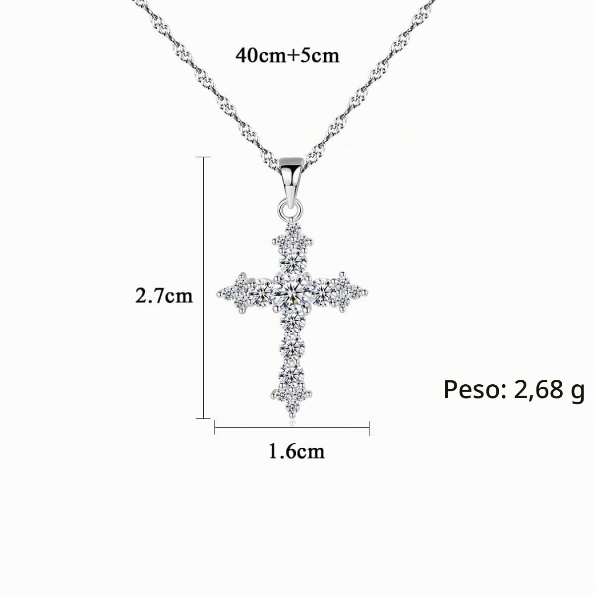Collar Cruz Plata de Ley 925 para Mujer, Colgante Sencillo Circonita Cúbica, Regalo de Joyería para Chica Niña