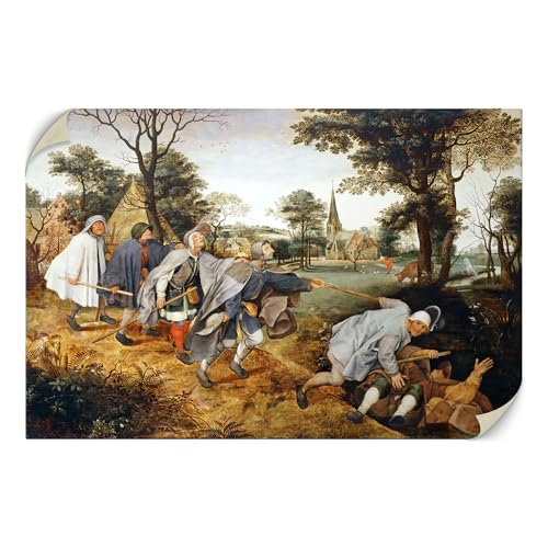 tabloshop Pieter Brueghel El ciego liderando a los ciegos, obra maestra del Renacimiento, textil histórico para el hogar, listo para colgar (lienzo, 120 x 80 cm)