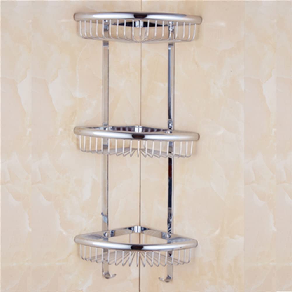 Shower Caddy,Shelves Corner Bathroom Shelfs Crystal Brass Storage Rack Holder Corner Bathroom Wall Mounted Kitchen Shelf/3 Layer Chrome
