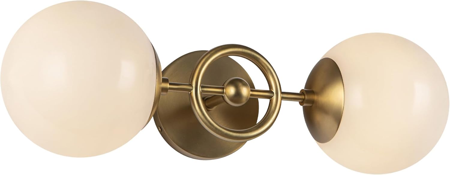 Alora Mood Fiore 18-in Brushed Gold/Glossy Opal Glass 2 Lights Wall Vanity