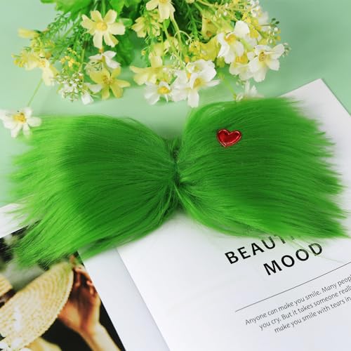 Pinza para cabello grande verde con accesorio de corazón miniatura 4