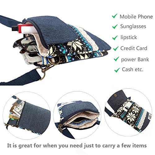 Image of Roomy Cell Phone Purse Wallet Small Crossbody Bags For Women teen girlsl | Small crossbody bags for women with Shoulder Strap,mini thread wallet,cute canvas travel purse tiny purse
