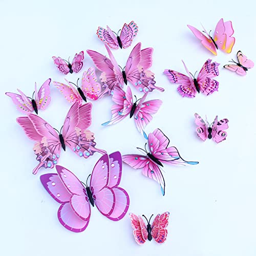 Image of JAAMSO ROYALS Light Pink 3D Butterfly Stickers for Wall Decoration - Set of 12 Butterflies - Decor Items