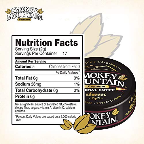 Smokey Mountain Herbal Snuff - Classic - 5 Cans - Nicotine-Free and Tobacco-Free - Thumbnail 2