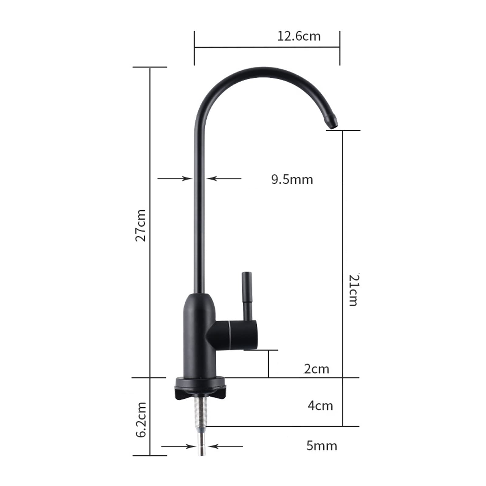 Grifo con Filtro de Agua, Grifo de Cocina Negro sin Plomo, Grifo de Agua Potable con Cuello de Cisne