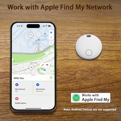 Smart Tracker Tags, Bluetooth Luggage Tracker with Keychain, Compatible with iOS Find My app, Item Locator for Key, Wallet, Suitcase, Bags, IP67 Waterproof, Battery Include