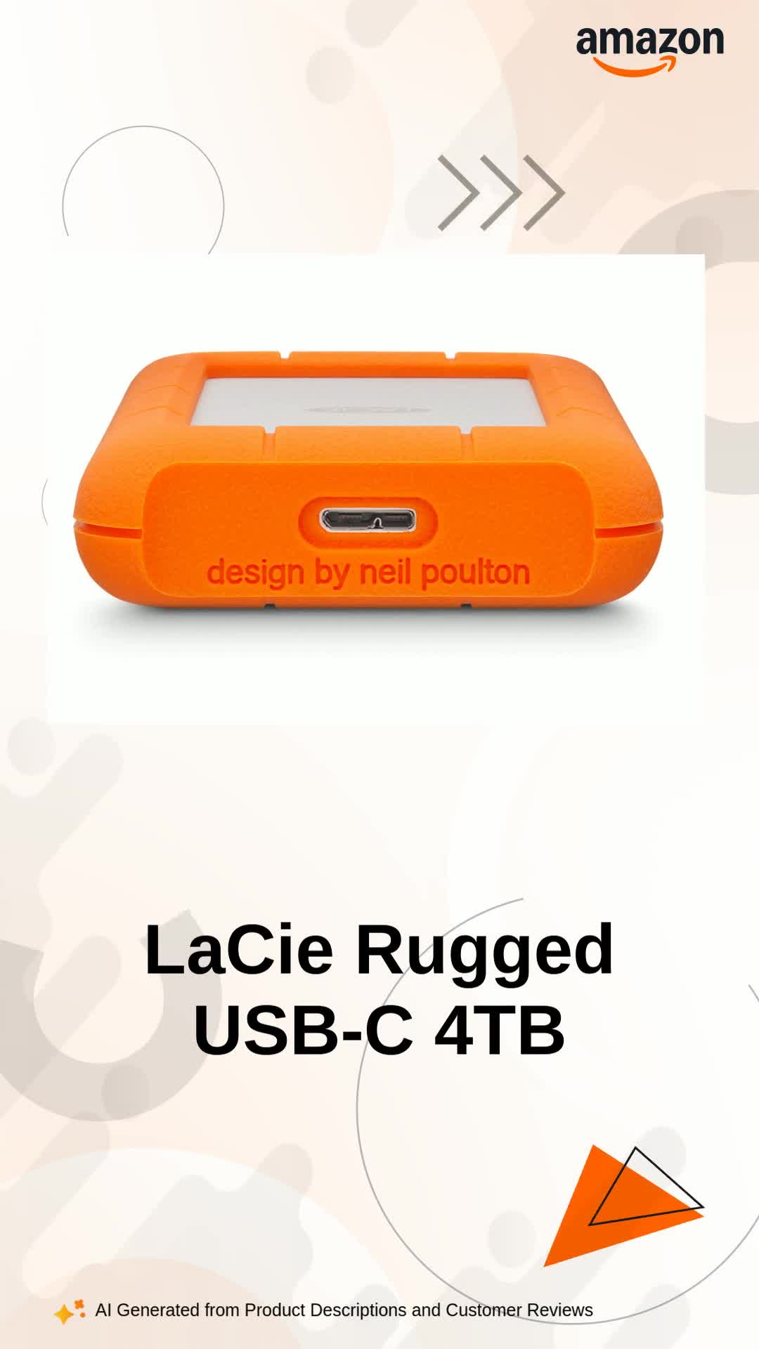 LaCie Rugged USB-C 4TB Portable External Hard Drive