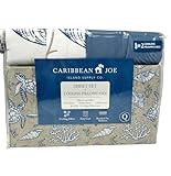AWW GIFFTS Beautiful Coastal Beach Scene Cooling Effect Super Soft 6-PC Queen Brushed Polyester Sheet Set by Caribbean Joe | Beige | Seashells, Corals, Turtles, Fishes