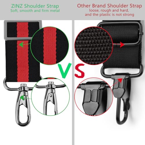 Image of ZINZ 79 inch Shoulder Strap, Extra-thick Fixed Cushion Pad and Dual Clasps Universal Replacement Strap with Metal Swivel Hooks for Laptop Bags, Luggage Bags, Camera, Crossbody(Stripes-BkRBk)