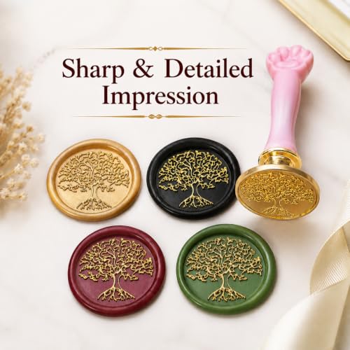 Image of Curated Cart 1 Wax Seal Stamp Kit Decorating Gift Cards Wedding Invitations Envelopes Letters Sealing (Tree of Life Wax Stamp)