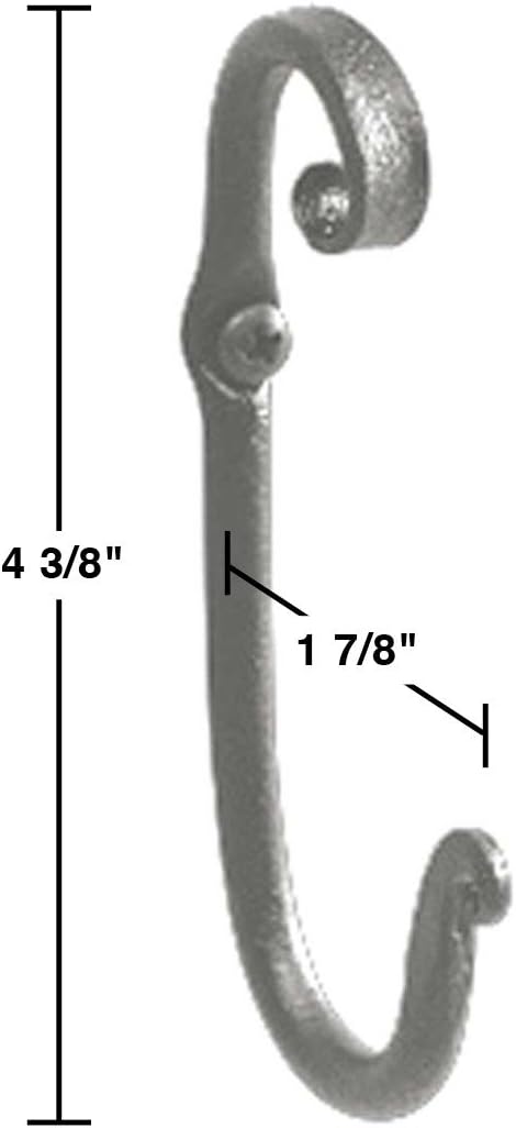 Renovators Supply Black Wrought Iron Wall Robe Single Hook 4" Long Durable Handcrafted Pigtail Style Hooks for Towel, Robe Or Coat Easy Install Wall Mount Hanger Hooks with Hardware