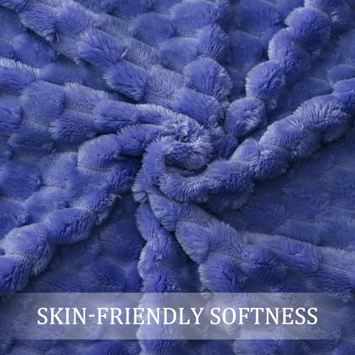 Image of Exclusivo Mezcla Fleece Throw Blanket for Couch, Extra Large Fuzzy Cobalt Blue Bed Blankets, Soft Cozy Plush Sofa Throws for All Seasons, 50x70 Inches