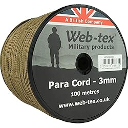 Persianas Web Web-tex - Rollo de cordón Paracord de 3 mm - 100 Metros - Coyote